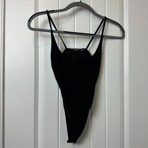 Boohoo Women's High Cut Bodycon Bodysuit Size US 6 in Black